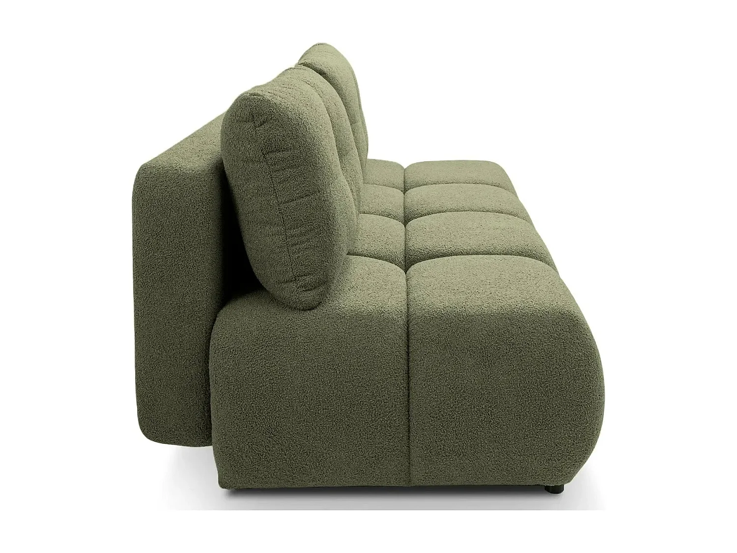 CONSTANCE MINI - Canapé droit convertible tissu bouclette 2 places - Vert