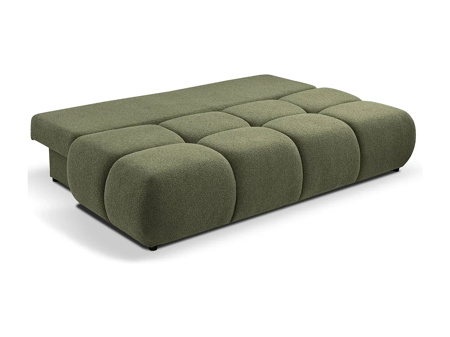 CONSTANCE MINI - Canapé droit convertible tissu bouclette 2 places - Vert