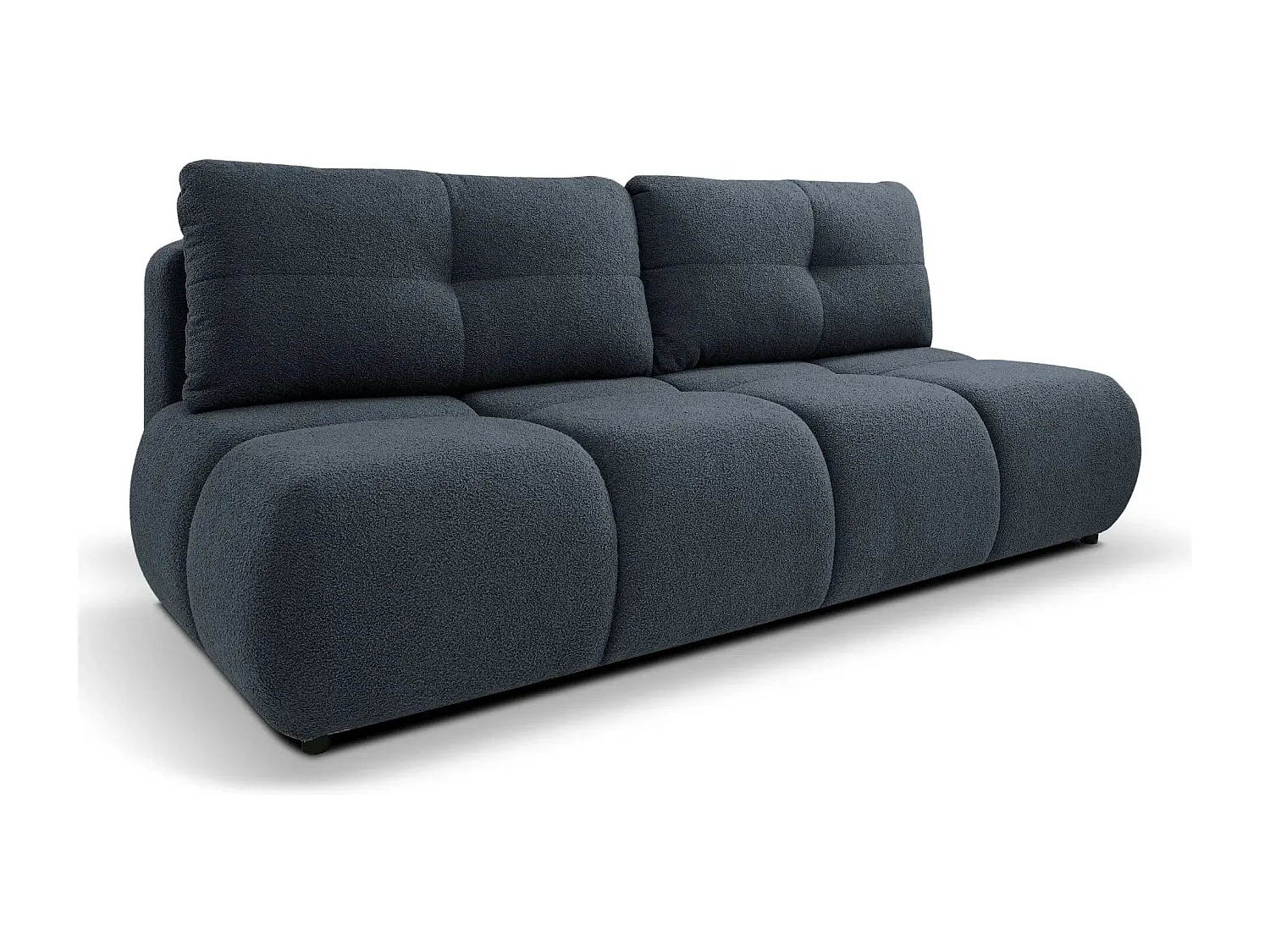 CONSTANCE MINI - Canapé droit convertible tissu bouclette 2 places - Bleu