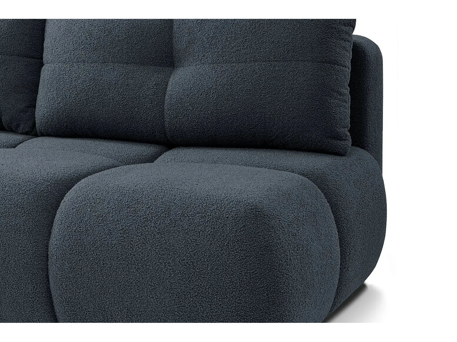 CONSTANCE MINI - Canapé droit convertible tissu bouclette 2 places - Bleu