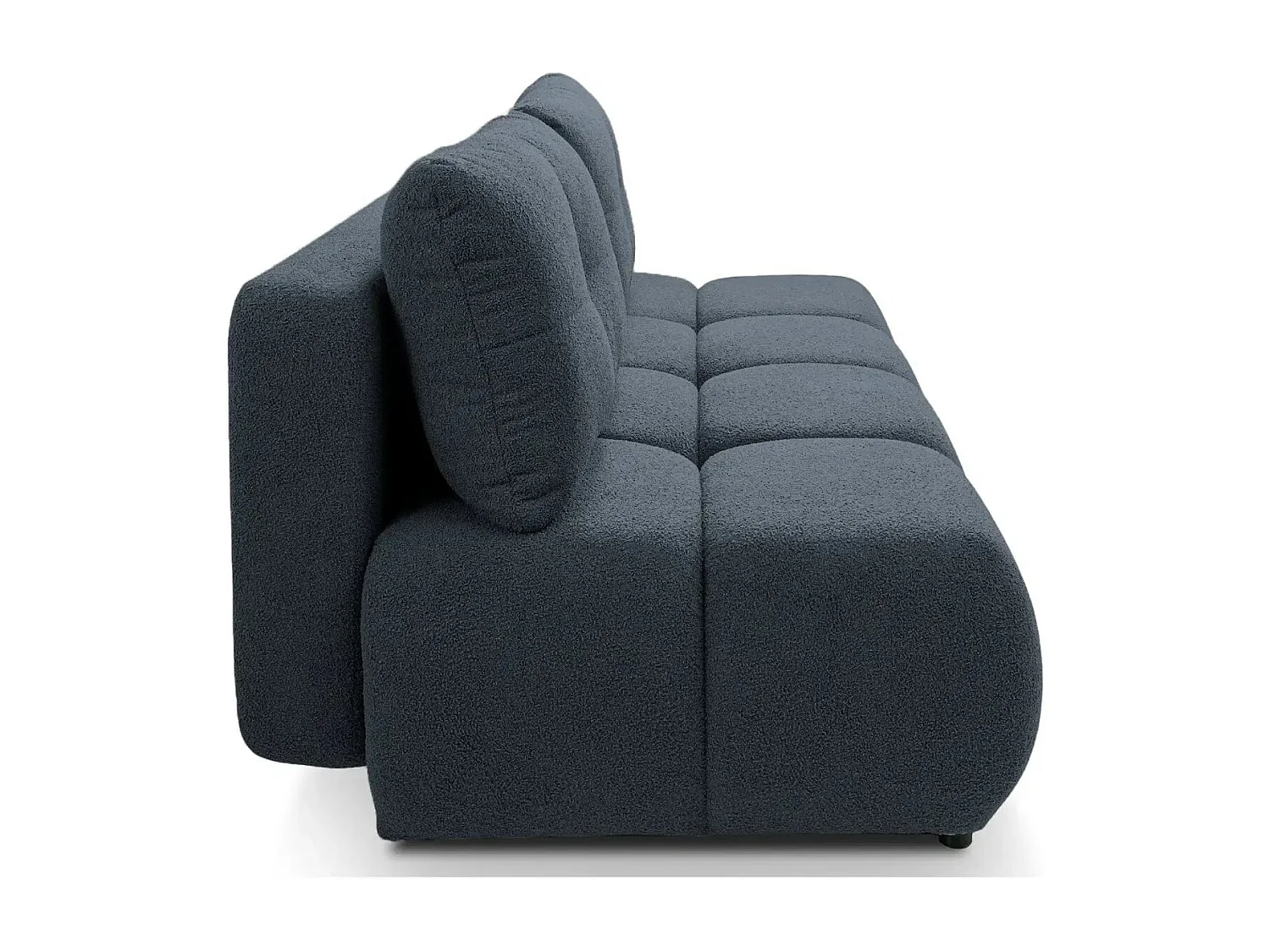 CONSTANCE MINI - Canapé droit convertible tissu bouclette 2 places - Bleu