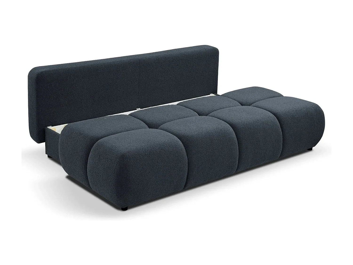 CONSTANCE MINI - Canapé droit convertible tissu bouclette 2 places - Bleu