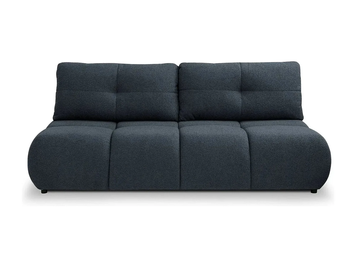 CONSTANCE MINI - Canapé droit convertible tissu bouclette 2 places - Bleu