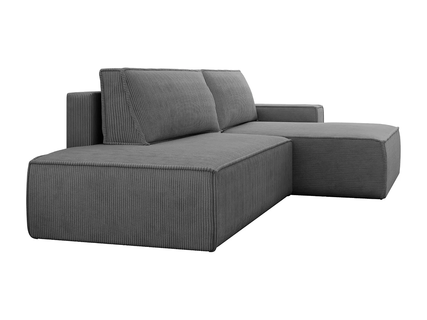 JADE - Canapé d'angle convertible velours côtelé - Gris foncé - Gauche