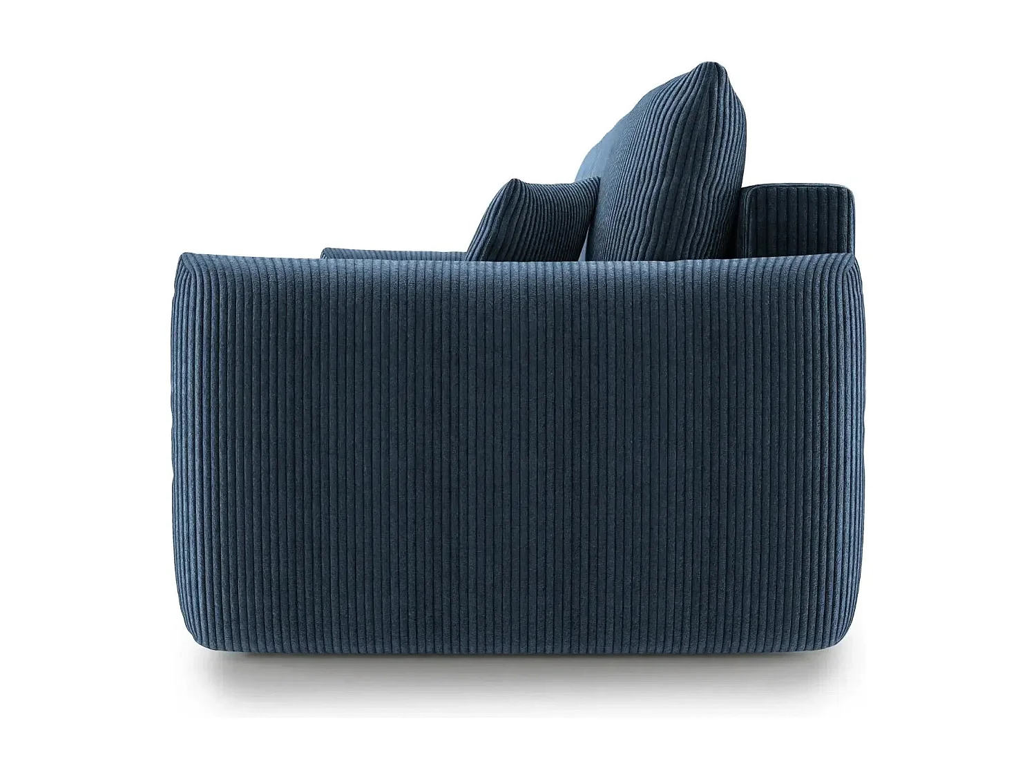 ELIO - Canapé droit convertible petit velours côtelé 3 places - Bleu