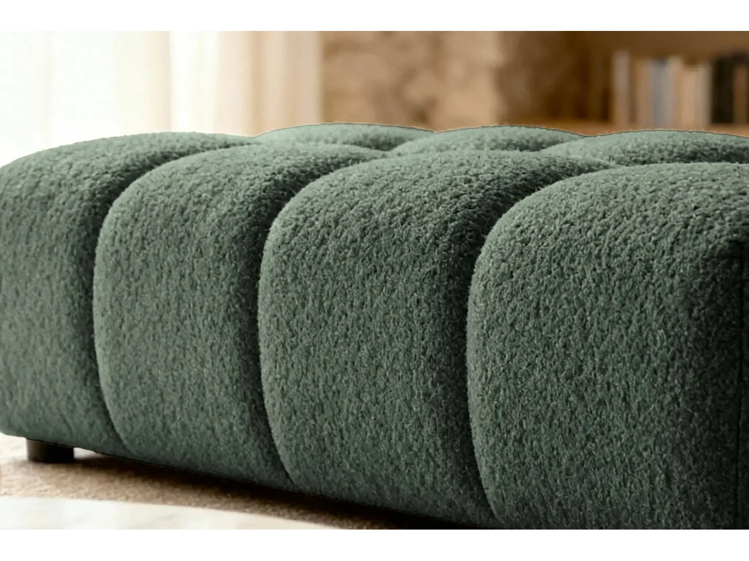 ALEXIA - Pouf tissu bouclette - Vert