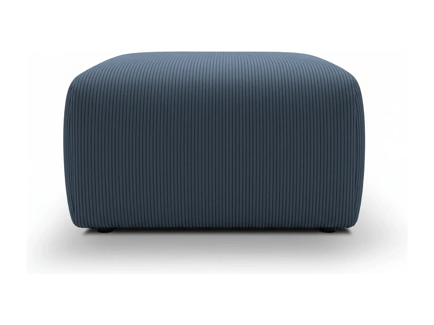 ELIO - Pouf en petit velours côtelé Bleu 74x74x41