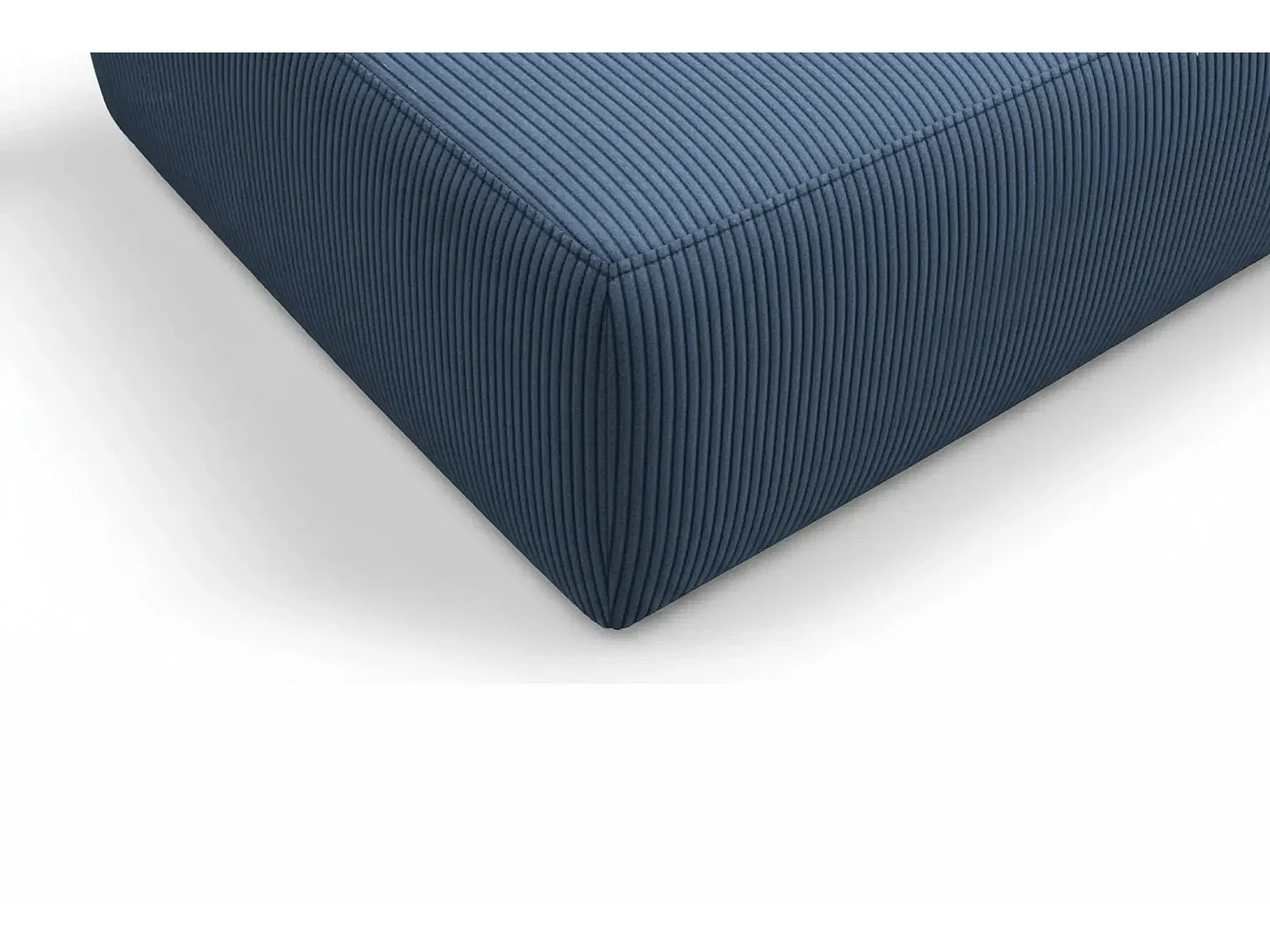 ELIO - Pouf en petit velours côtelé Bleu 74x74x41