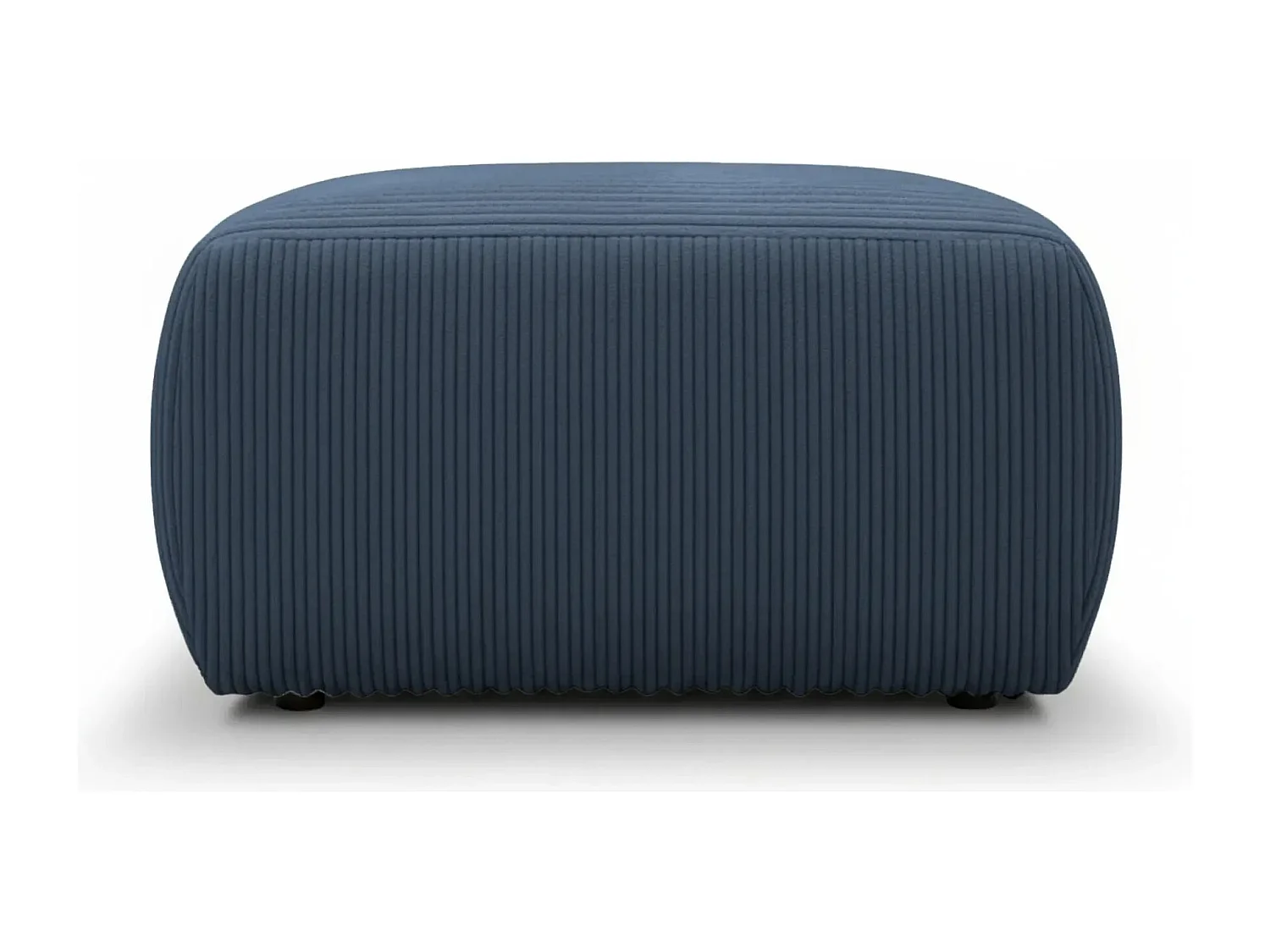 ELIO - Pouf en petit velours côtelé Bleu 74x74x41