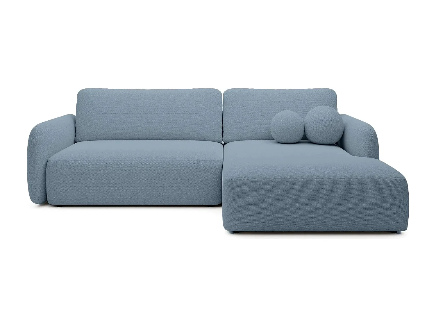 GIGI - Canapé d'angle convertible tissu bouclette 4 places - Bleu - Gauche