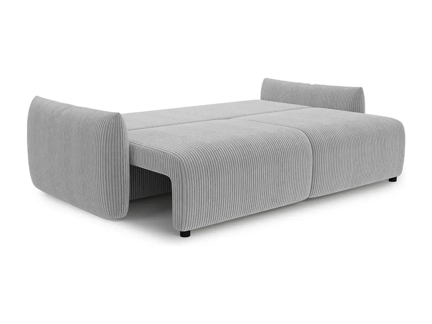 ELIO - Canapé droit convertible petit velours côtelé 3 places - Gris clair