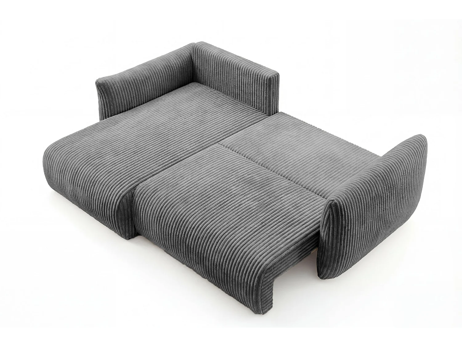 ELIO - Canapé d'angle convertible gros velours côtelé 4 places - Gris foncé