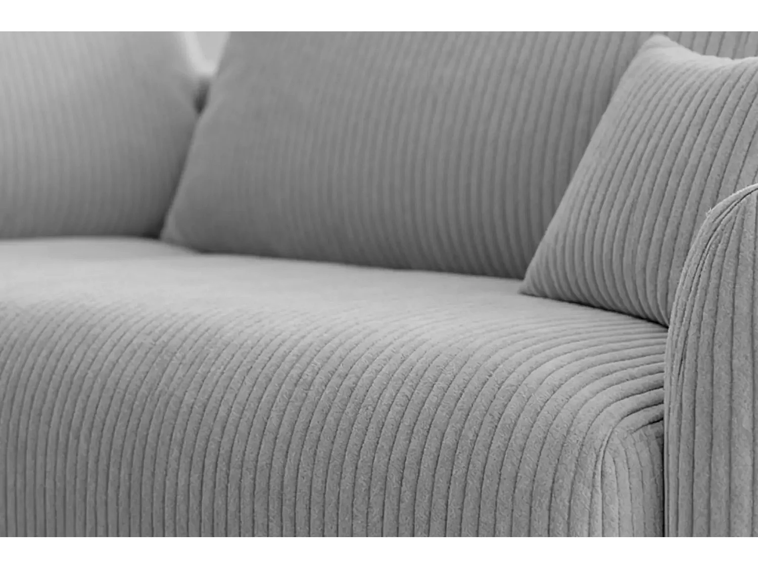 ELIO - Canapé d'angle convertible petit velours côtelé - Gris clair