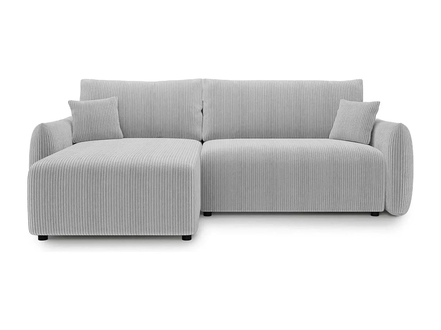 ELIO - Canapé d'angle convertible petit velours côtelé 4 places - Gris clair