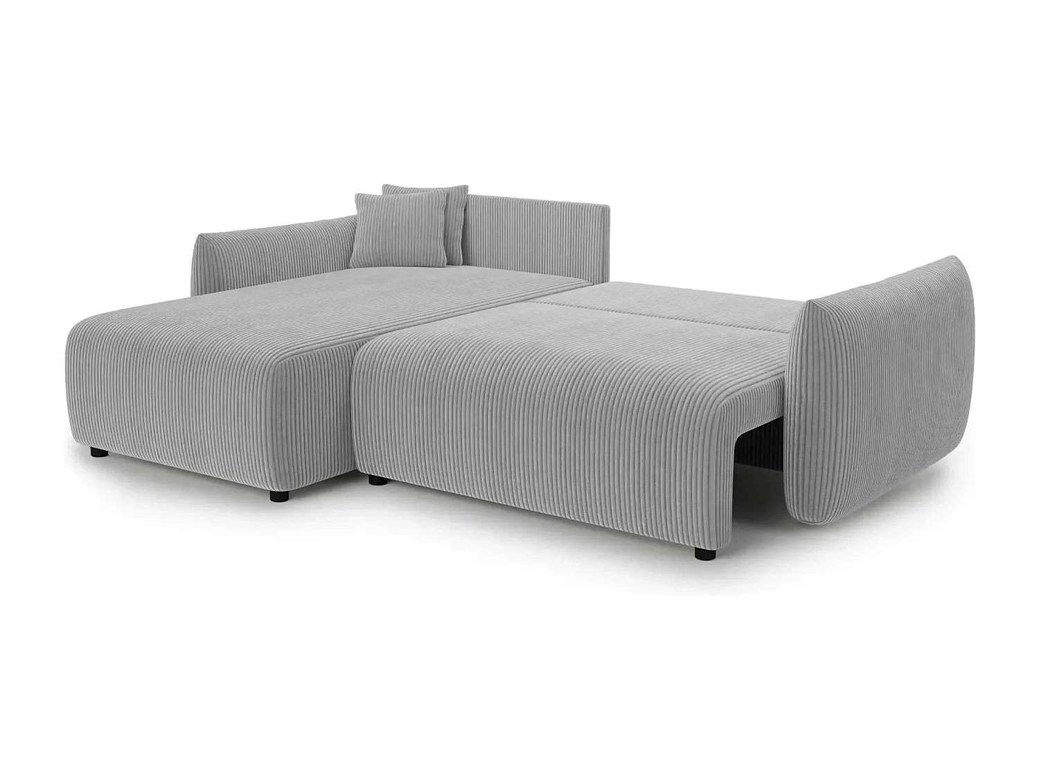 ELIO - Canapé d'angle convertible petit velours côtelé 4 places - Gris clair