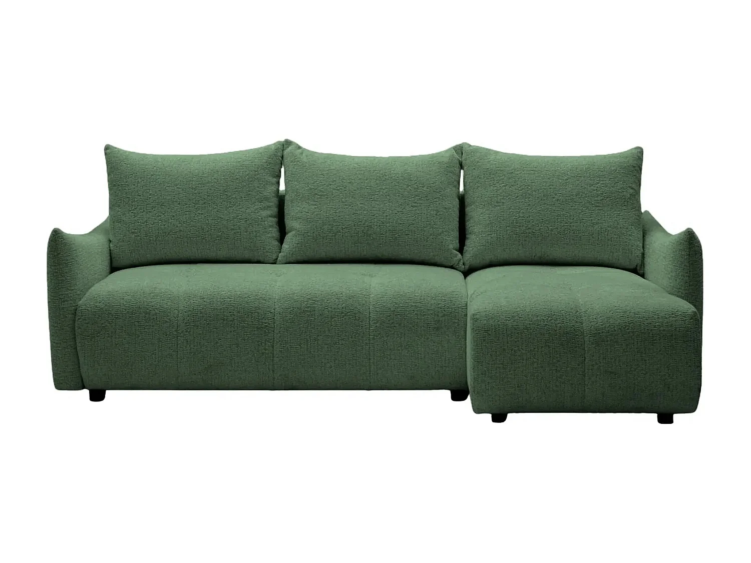 CELINE - Canapé d'angle convertible tissu chenille 4 places - Vert