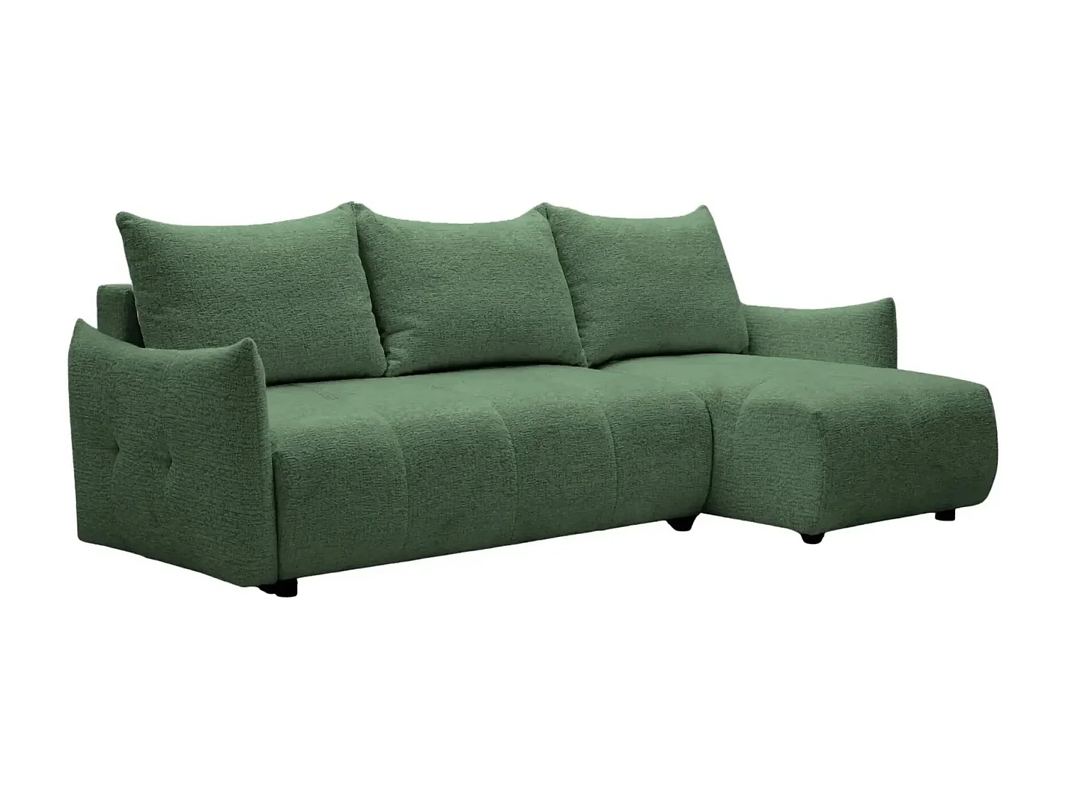 CELINE - Canapé d'angle convertible tissu chenille 4 places - Vert