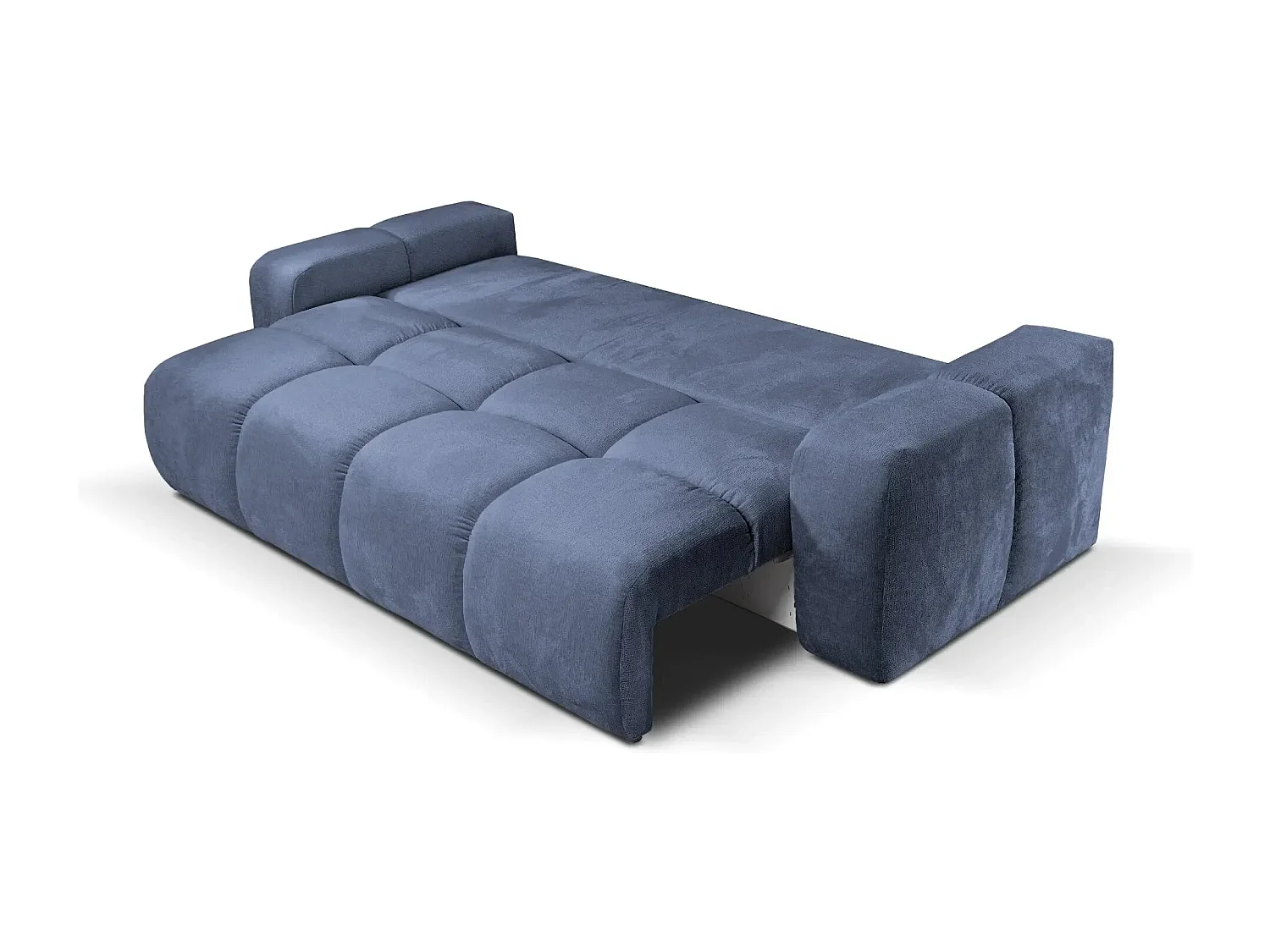 CONSTANCE - Canapé droit convertible tissu chenille - Bleu