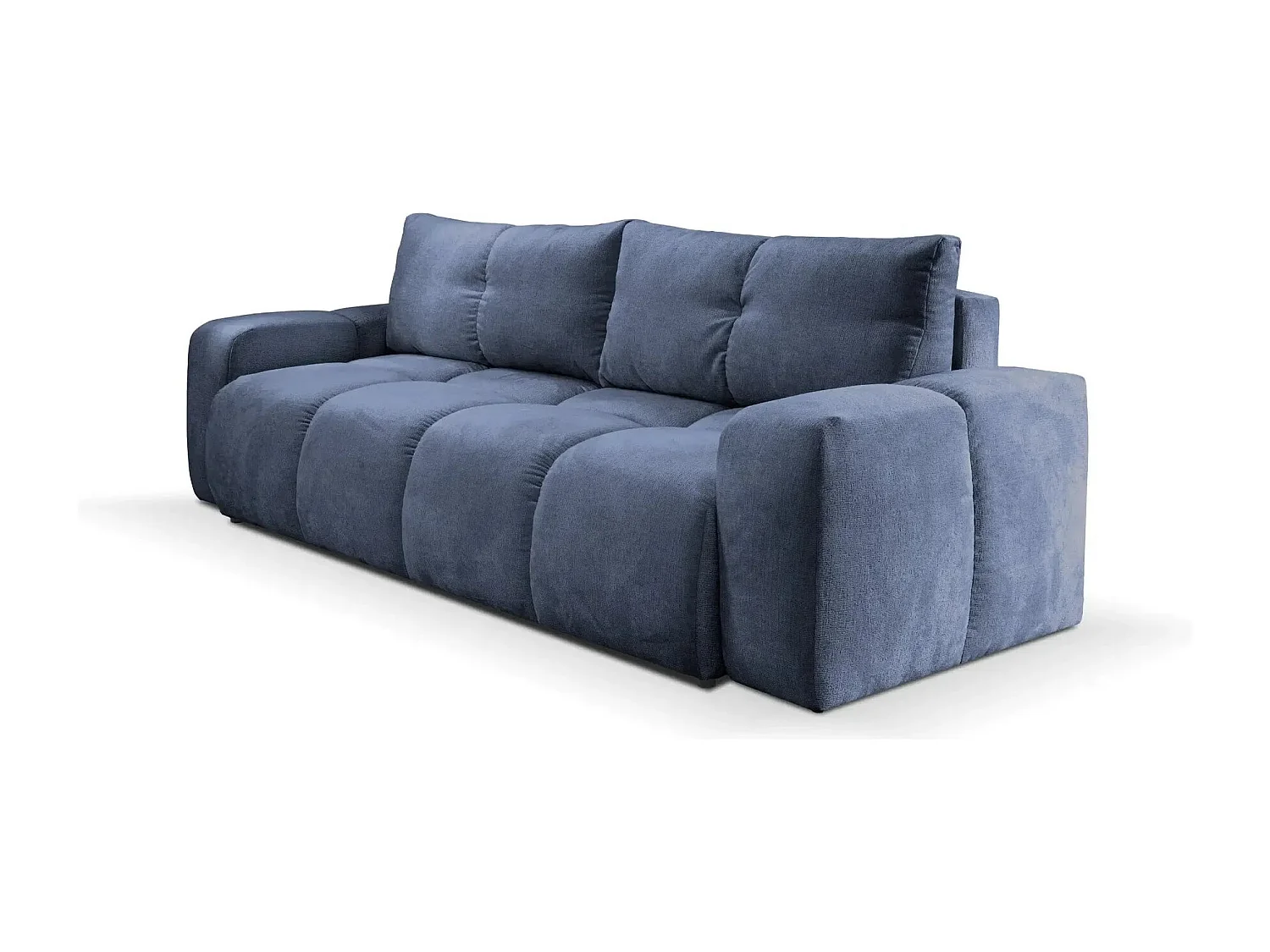 CONSTANCE - Canapé droit convertible tissu chenille 3 places - Bleu