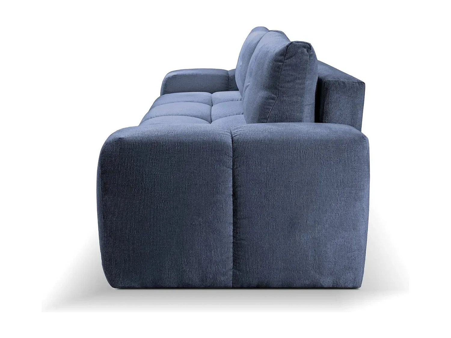 CONSTANCE - Canapé droit convertible tissu chenille 3 places - Bleu