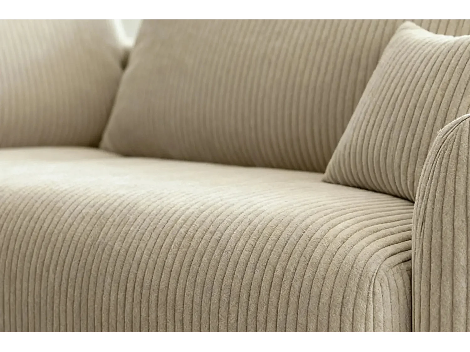 ELIO - Canapé d'angle convertible petit velours côtelé 4 places - Beige