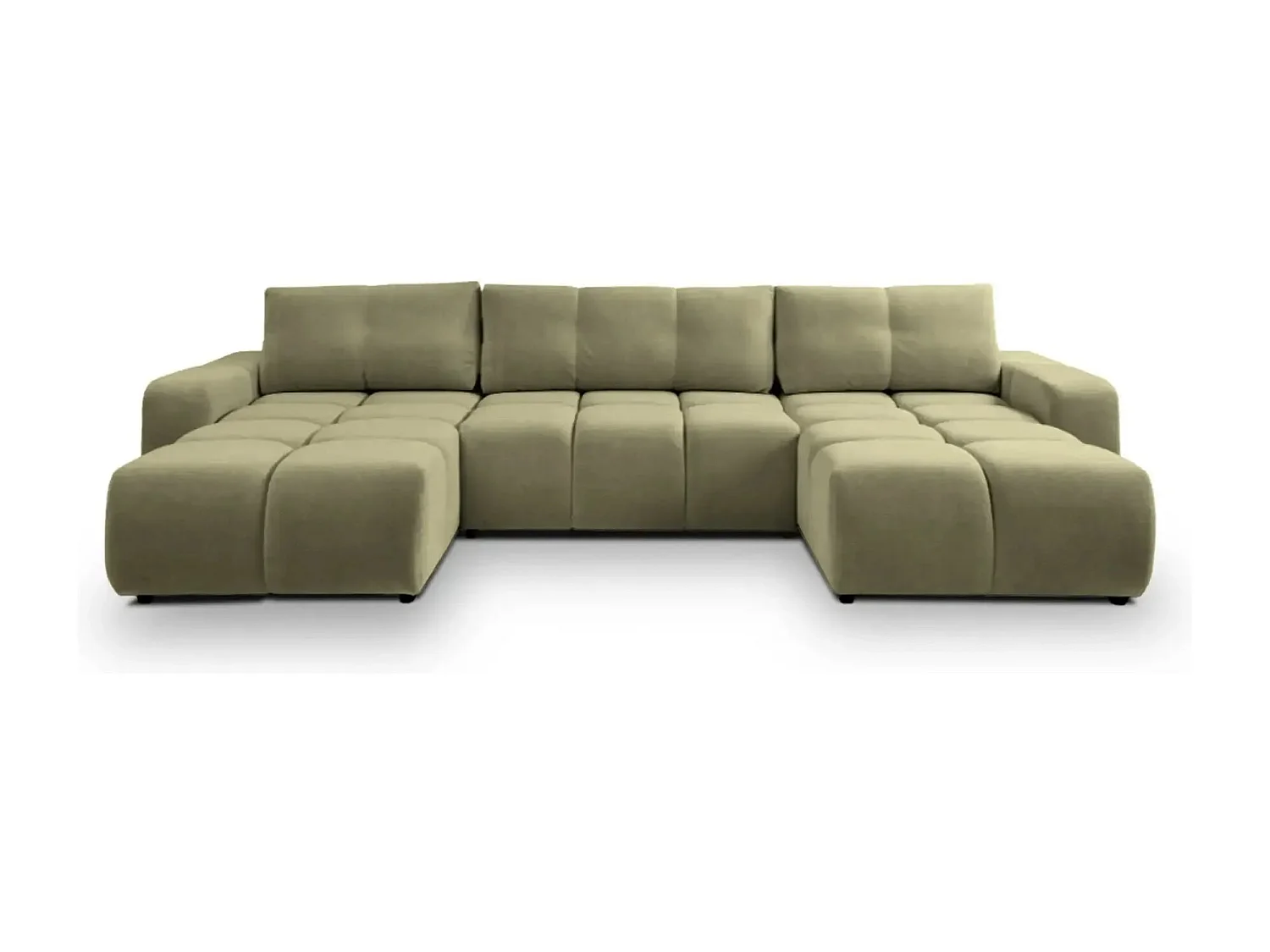 CONSTANCE - Canapé panoramique convertible tissu chenille - Vert