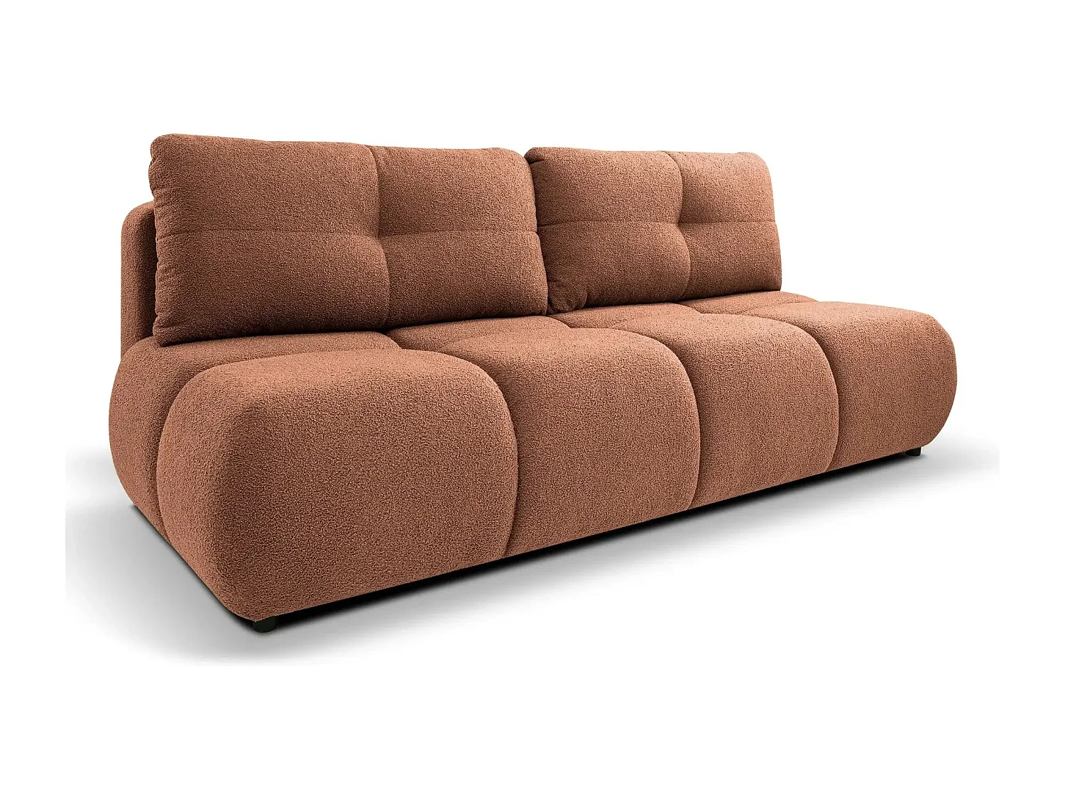 CONSTANCE MINI - Canapé droit convertible tissu bouclette 2 places - Terracotta