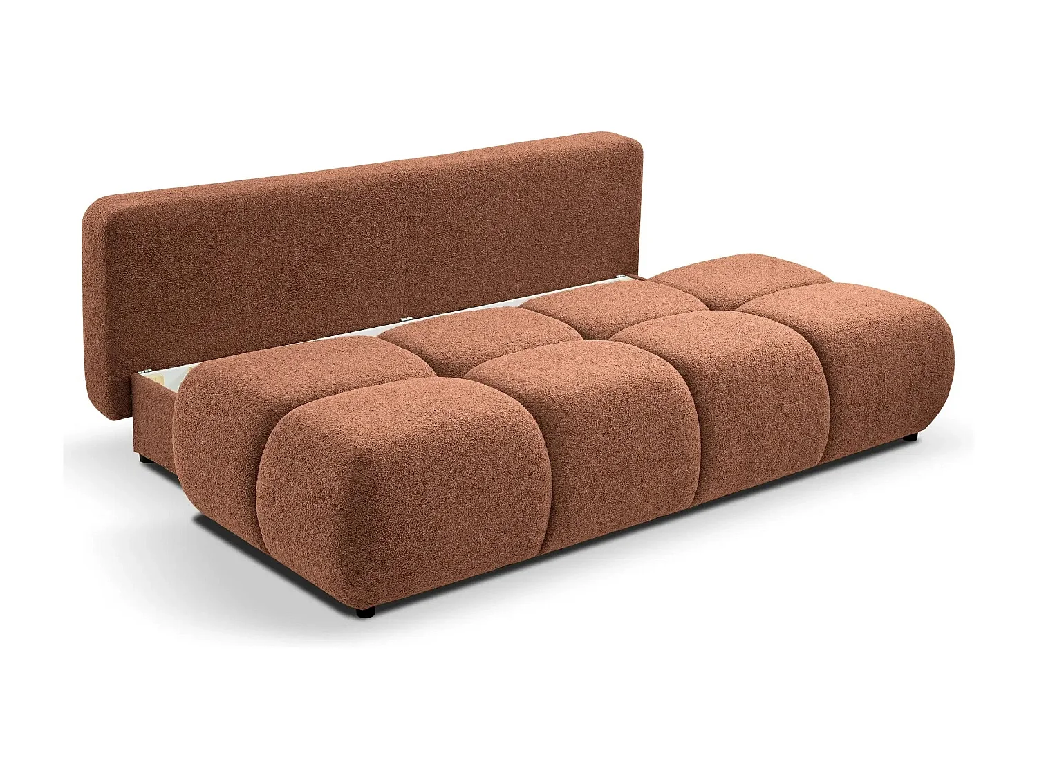 CONSTANCE MINI - Canapé droit convertible tissu bouclette 2 places - Terracotta