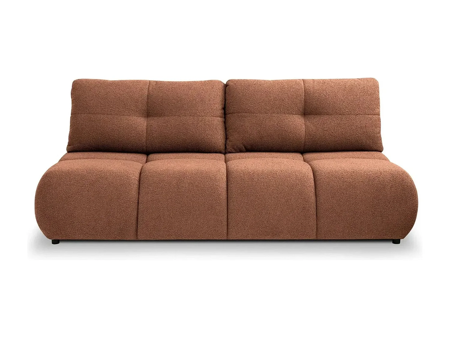 CONSTANCE MINI - Canapé droit convertible tissu bouclette 2 places - Terracotta