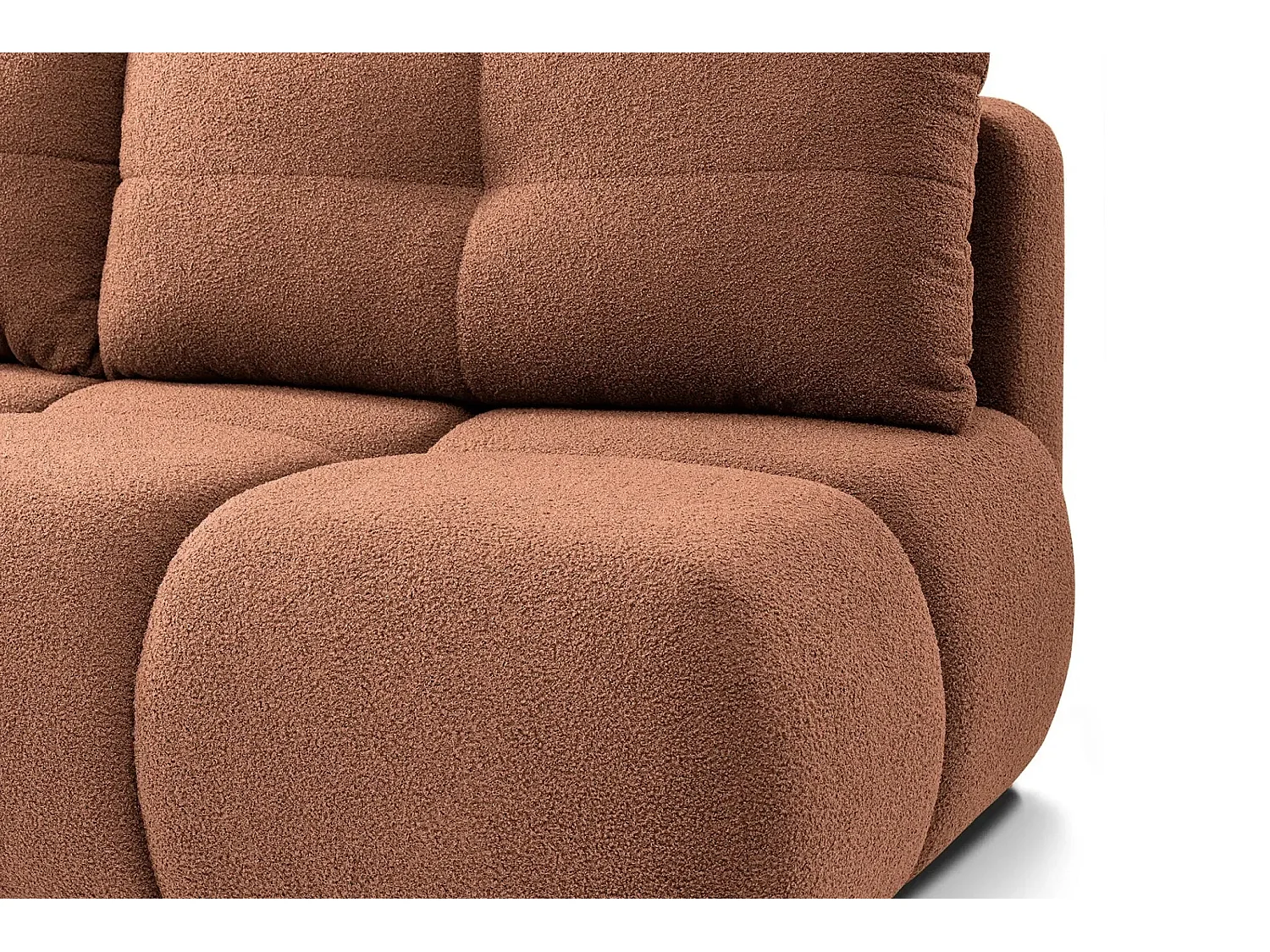 CONSTANCE MINI - Canapé droit convertible tissu bouclette 2 places - Terracotta