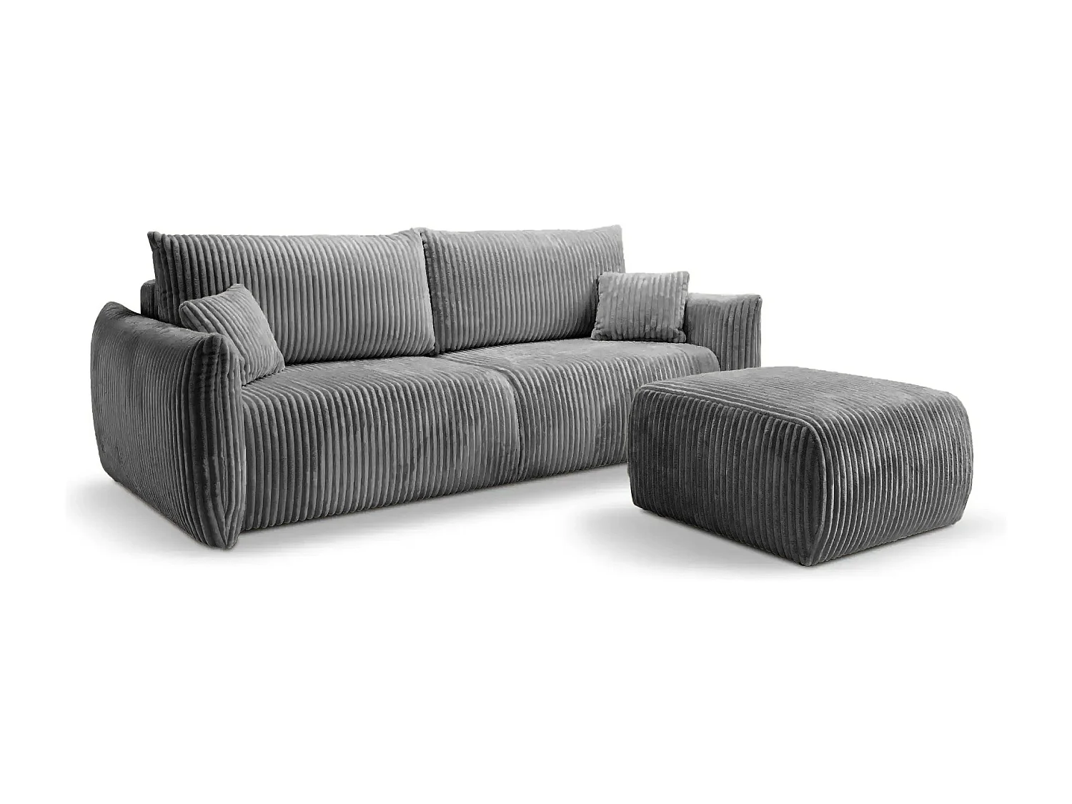 ELIO - Pouf velours côtelé - Gris foncé