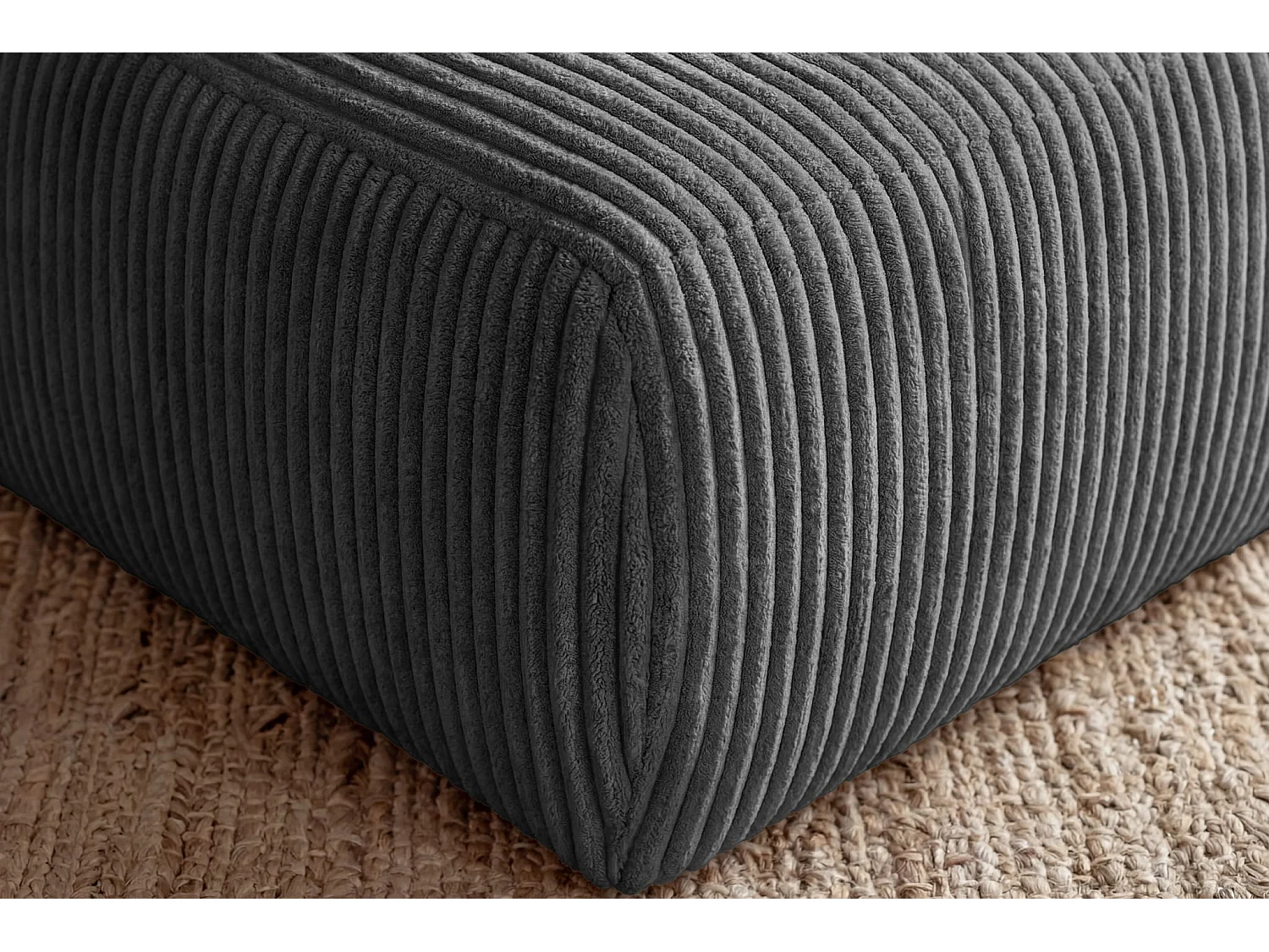ELIO - Pouf en velours côtelé Gris foncé 74x74x41