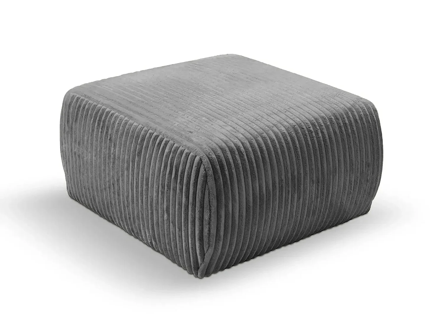 ELIO - Pouf en velours côtelé Gris foncé 74x74x41