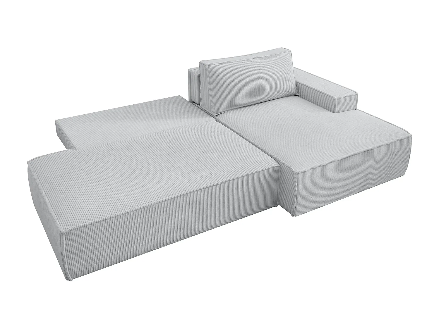 JADE - d'angle convertible velours côtelé - Gris clair - Gauche