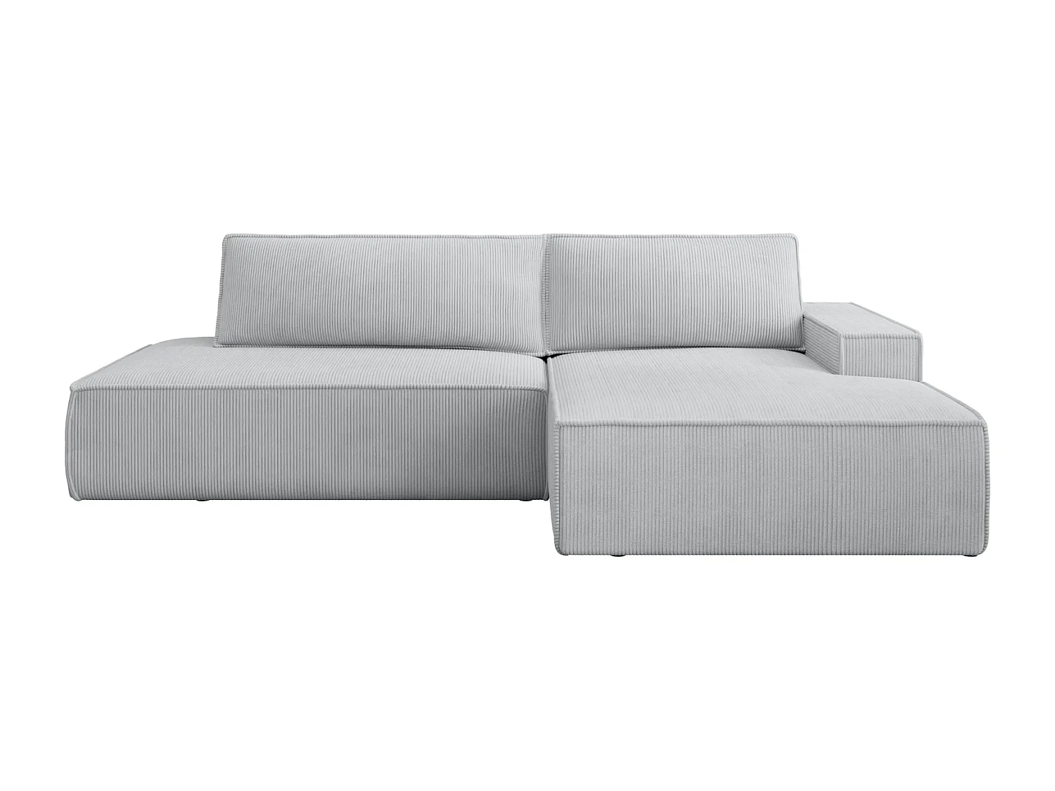 JADE - Canapé d'angle convertible velours côtelé - Gris clair - Gauche