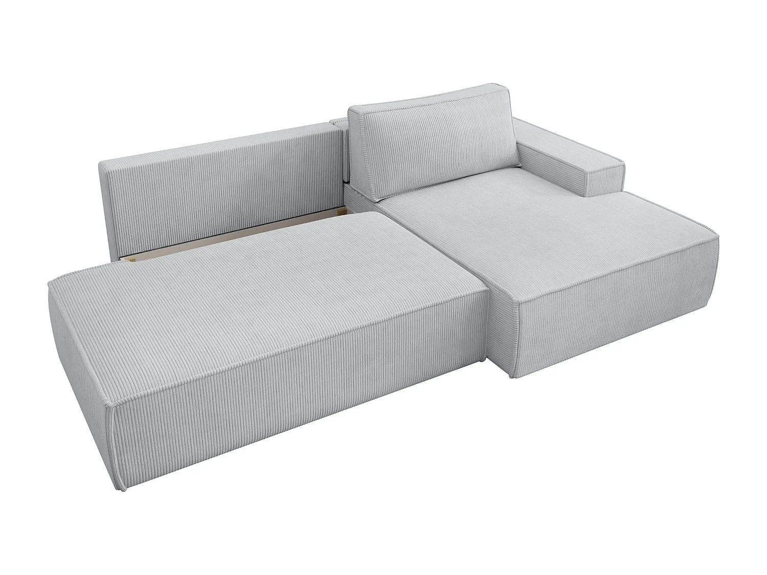 JADE - Canapé d'angle convertible velours côtelé - Gris clair - Gauche