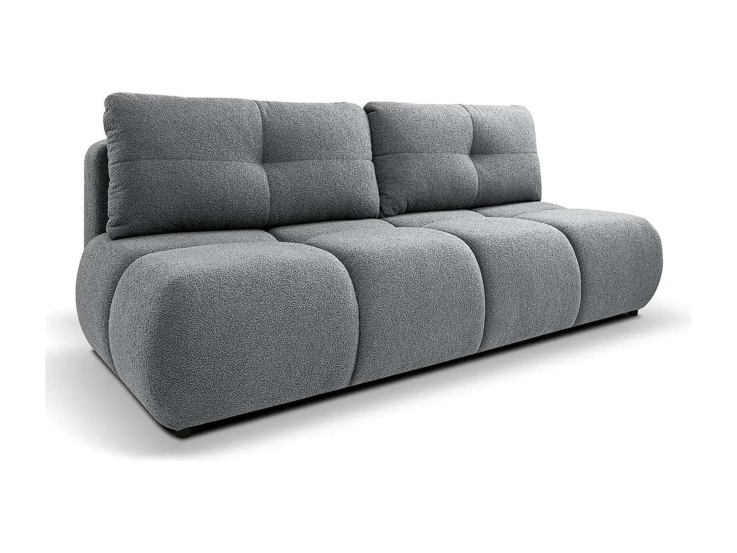 CONSTANCE MINI - Canapé droit convertible tissu bouclette 2 places - Gris foncé