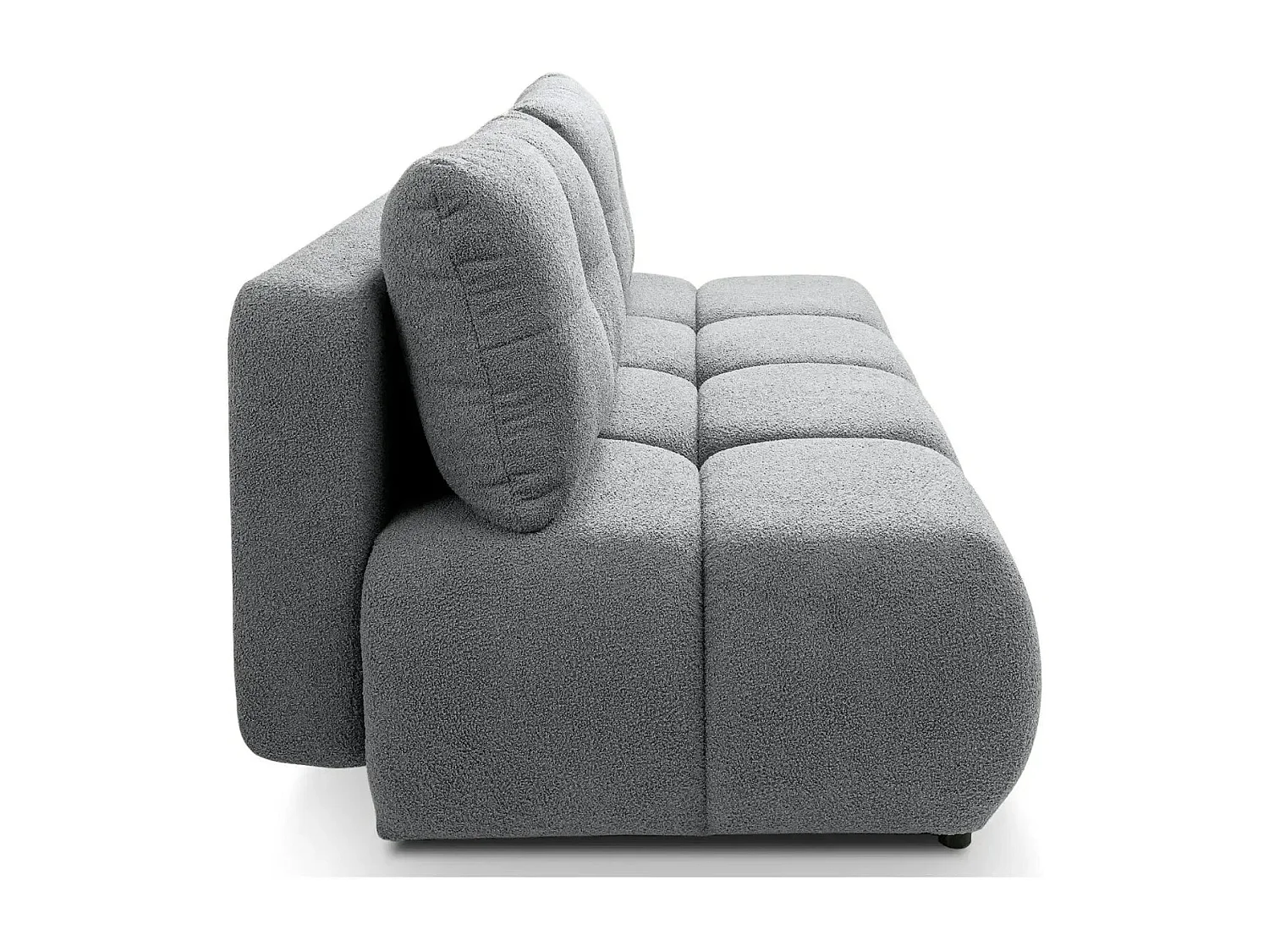 CONSTANCE MINI - Canapé droit convertible tissu bouclette 2 places - Gris foncé