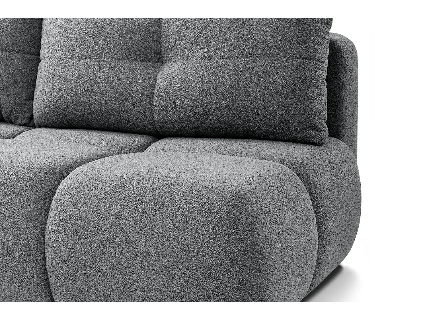 CONSTANCE MINI - Canapé droit convertible tissu bouclette 2 places - Gris foncé