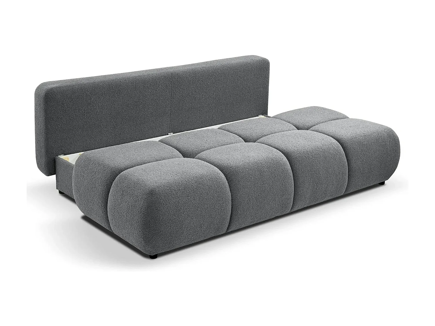 CONSTANCE MINI - Canapé droit convertible tissu bouclette 2 places - Gris foncé