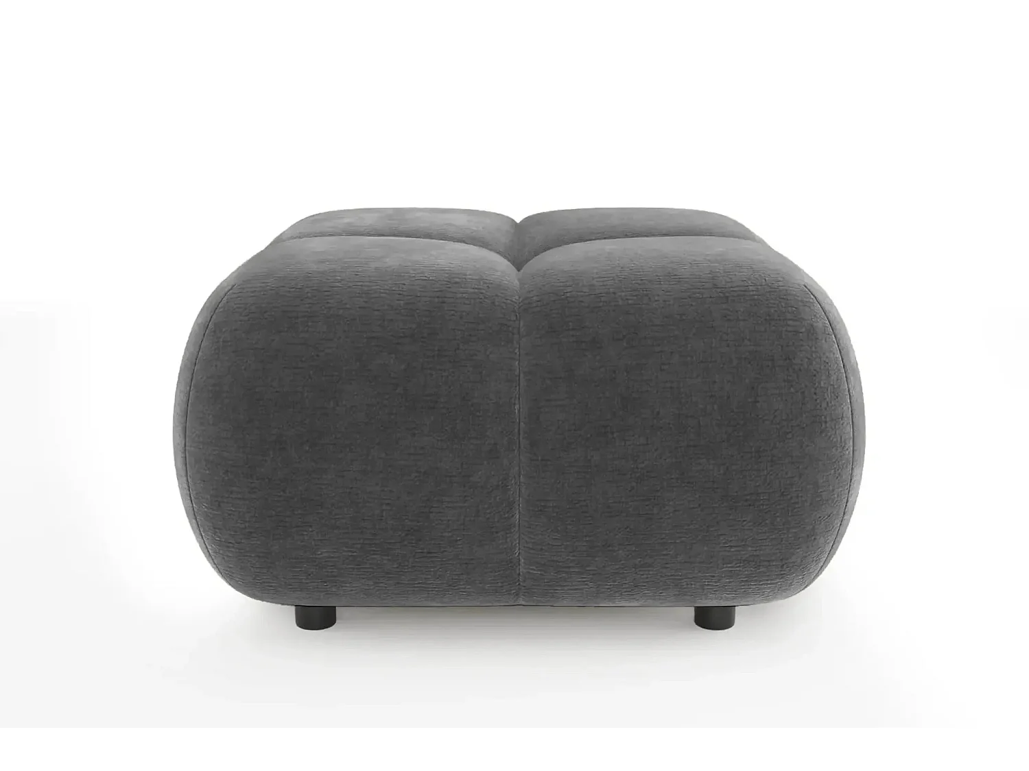 CONSTANCE - Pouf en tissu chenille Gris anthracite 72x72x43.5