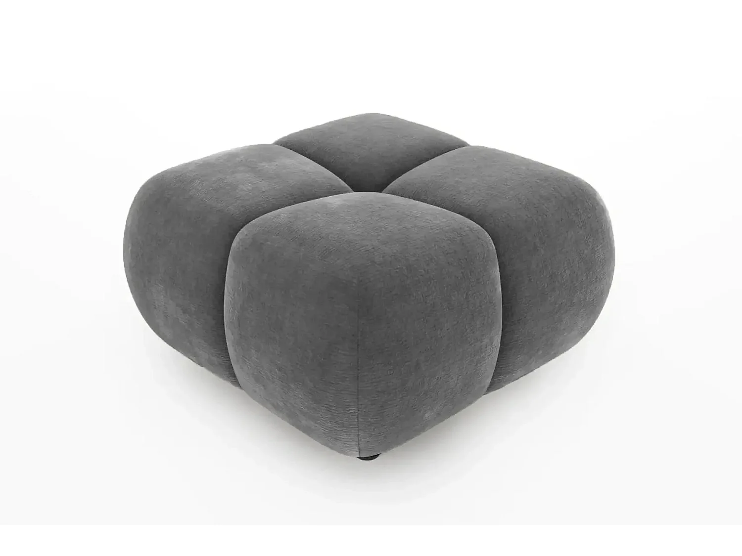 CONSTANCE - Pouf en tissu chenille Gris anthracite 72x72x43.5