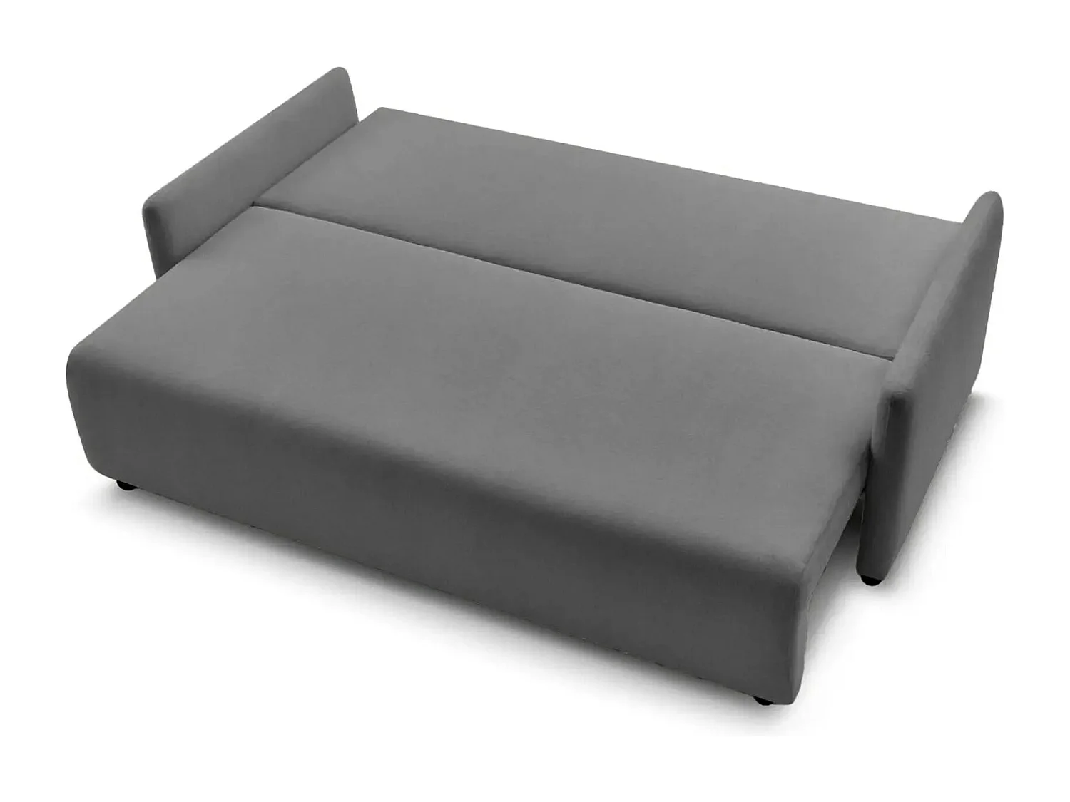 AXELLE - Canapé droit convertible tissu lisse - Gris foncé