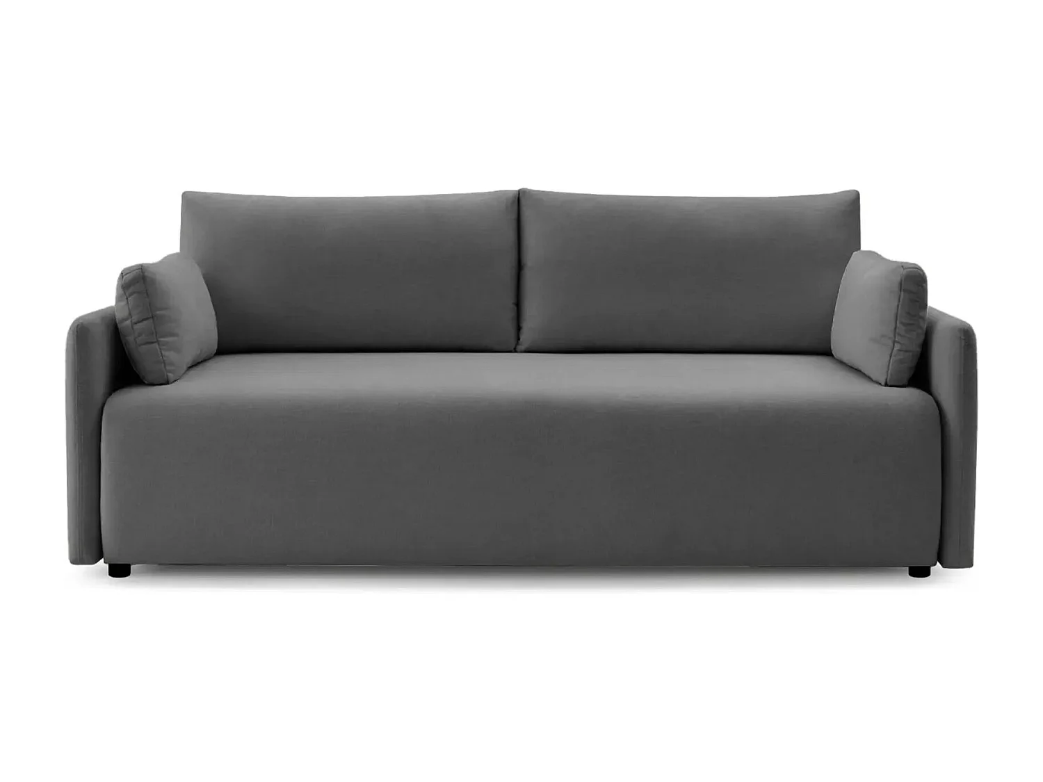 AXELLE - Canapé droit convertible tissu lisse - Gris foncé