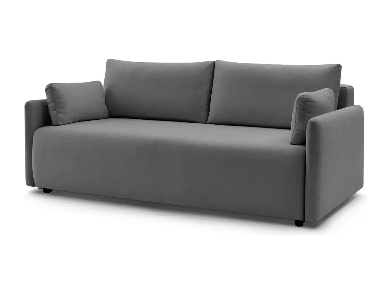 AXELLE - Canapé droit convertible tissu lisse 2 places - Gris foncé