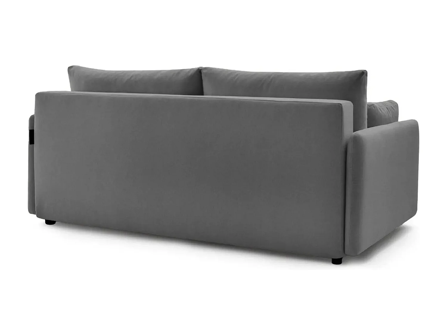 AXELLE - Canapé droit convertible tissu lisse 2 places - Gris foncé