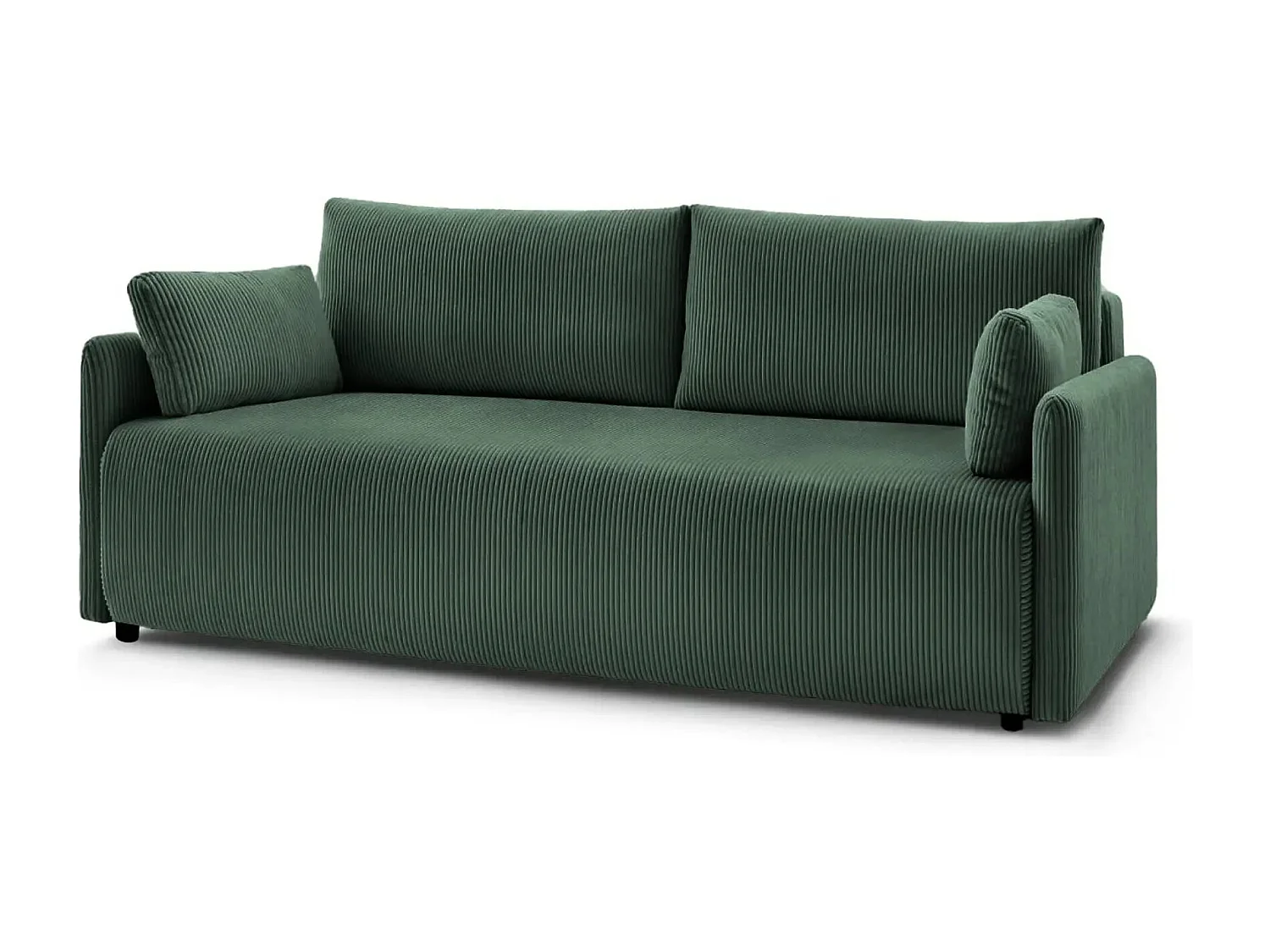 AXELLE - Canapé droit convertible velours côtelé - Vert