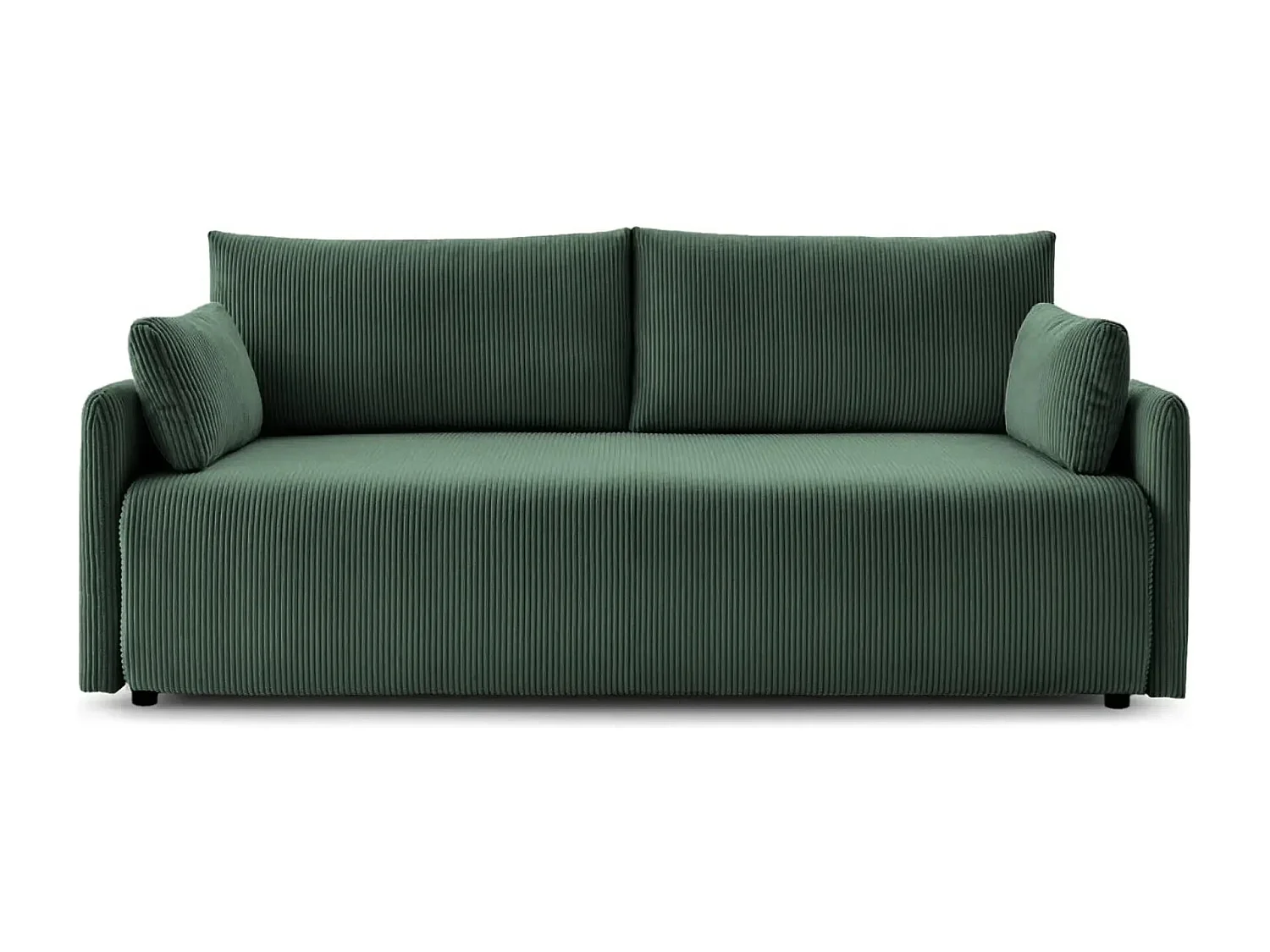 AXELLE - Canapé droit convertible velours côtelé - Vert