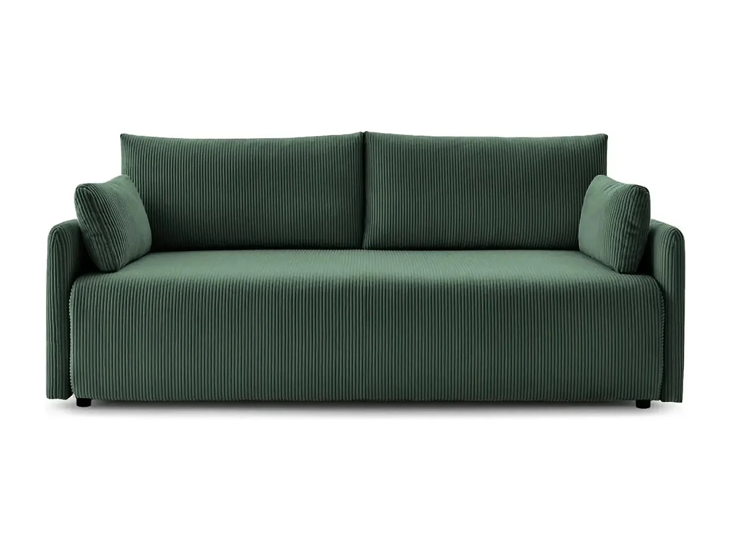 AXELLE - Canapé droit convertible velours côtelé 2 places - Vert