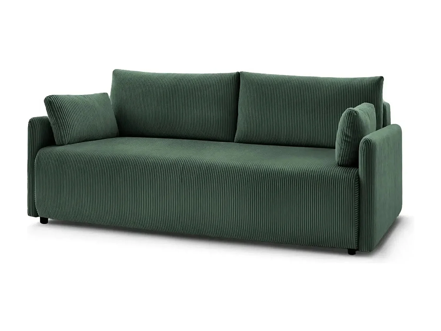 AXELLE - Canapé droit convertible velours côtelé 2 places - Vert